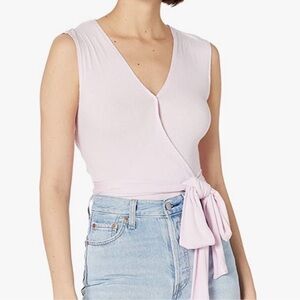 BCBGeneration Pink Wrap Tie Front Bodysuit